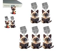 Genérico 5 Pcs Cute Cat Shaped Phone Plug for Most iPhone & Type-C,Adorable 2D Flat Acrylic Charging Port Cover,Stylish Cat Shape Port Cap Protector Decoration (Style A, for iPhone)