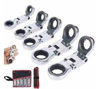 Genérico 5 Pcs Dual-Drive Nano Flex-Head Pocket Ratchet,3/4“ Inch Retractable Ratchets Wrenches Set,Foldable Stubby Wrenches,for Auto Repair, Narrow Spaces and Home DIY