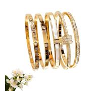 Genérico 5-Piece Elegant Stainless Steel Bracelet Set, 2026 New Repertoireof Bracelet Set, Fashionable Classic Design, Gold Bead Bracelets, for Men and Women (Gold)