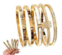 Genérico 5-Piece Elegant Stainless Steel Bracelet Set, Fashionable Classic Design, Gold Bead Bracelets for Men and Women, Non Tarnish Bangle, Elegant Bracelet Set for Everyday and Formal Wear (Gold)