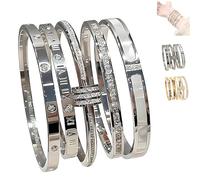 Genérico 5-Piece Elegant Stainless Steel Bracelet Set, Fashionable Classic Design, Stackable Bangle Jewelry, Gold Bead Bracelets for Men and Women, for Everyday and Formal Wear (Silver)