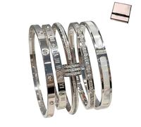 Genérico 5-Piece Elegant Stainless Steel Bracelet Set, Fashionable Classic Design, Stackable Bracelets, With Exquisite Packaging Box, Perfect for Everyday Use And Festive Gifting (Silver)