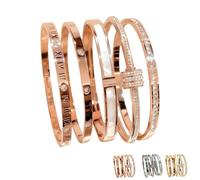 Genérico 5-Piece Elegant Stainless Steel Bracelet Set, Gold Bead Bracelets for Men and Women, Non Tarnish Bangle, Stackable Gold/Silver Bracelets, for Everyday and Formal Wear (Rose gold,5pcs)