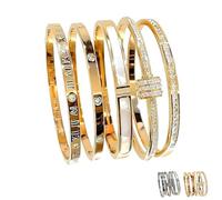 Genérico 5-Piece Elegant Stainless Steel Bracelet Set, Gold Bead Bracelets for Men and Women, Non Tarnish Bangle, Stackable Gold/Silver Bracelets, for Everyday and Formal Wear (Golden,5pcs)