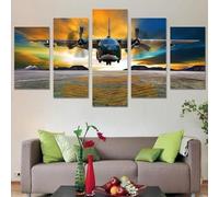 Genérico 5 Piezas Impresiones Sobre Lienzo de Arte Lockhee C-130 Hercules Approaching at Sunset Marco Moderno para Dormitorio Sala Estar Cocina
