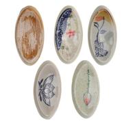 Genérico 5 soportes de cerámica con diseño floral para palillos, estilo | Soporte de porcelana para cepillos, mini soporte para cuchillos, cucharas y tenedores, decoración de flor de loto, accesorio