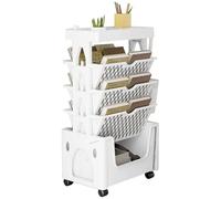 Genérico 5-Tier Bookshelf, Space-Saving Rolling Cart, Multi-Functional Organizer, Large Storage, Sturdy & Portable, (29.65x14.8x8.86 Inch), Perfect For School, Classroom, Home Use
