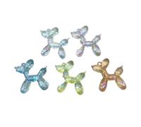 Generico 5 unids/lote 46x50mm 3D acrílico globo perro colgantes y colgantes multicolor mezclados collar DIY llavero que hacen, One Size, Resina, Sin gemas.