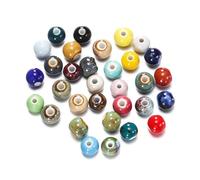 Genérico 50 Cuentas de cerámica de 6/8/10 mm con Agujero Grande, espaciadoras Sueltas Hechas a Mano, de Porcelana Redonda for Accesorios de joyería.(Random Mixed,10mm x 50pcs)
