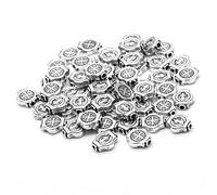 Genérico 50 medallas Vintage de Oro y Plata de con Colgante de Junta Vintage Estilo Tibetano con Cuentas Planas y Redondas para Hacer Joyas, Accesorios de joyería