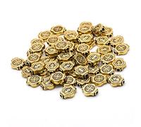 Genérico 50 medallas Vintage de Oro y Plata de con Colgante de Junta Vintage Estilo Tibetano con Cuentas Planas y Redondas para Hacer Joyas, Accesorios de joyería