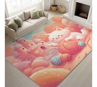 Genérico 50 x 80 cm Alfombra de dibujos animados de fantasía impresa anime castillo encantado Tapiss gato Ovillo de lana y alfombra antideslizante mágica integrada para pasillo de entrada