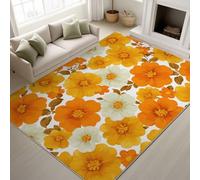 Genérico 50 x 80 cm Alfombra Vintage Retro Primer Plano Estampado Floral Botánico Tapiss Flores Naranjas y Alfombra Antideslizante Magia Integrada para Pasillo Entrada