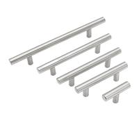 Genérico 50mm a 500mm de acero inoxidable puerta alacena de cocina T barra tirador perilla perillas de gabinete manija de muebles manija del cajón del armario(Single hole 50mm)