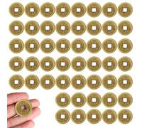 Genérico 50pcs Monedas Chinas Feng Shui, 1 Pulgada imitación de Metal Antigua Feng Shui decoración, Decoraciones de Temas asiáticos, para Salud y Riqueza, Adornos Colgantes