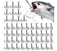 Genérico 50piece Catfish Hooks - Treble Hooks | Stainless Steel Heavy Duty Tackle Jig For Bass Catfish Saltwater Freshwater Trout Alligator River Hiking Outdoors