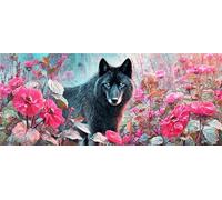 Genérico 5D Diamond Painting Kit Adultos Lobo Negro Round Drill Taladro Completo DIY Diamante Paintings para Niños, Punto de Cruz Diamante Dibujos con Diamantes para Decor Pared Hogar 40x80cm Ap4412