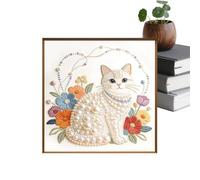 Genérico 5D Pearl Painting Set, Adult Diamond Paintîng Set For Beginners, DIY Butterfly Kitten Peařl Painting Home Wall Decoration 20x20cm, Complete Kit, 1 Śet