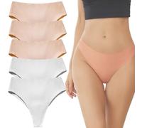 Genérico 5PCS Aura Invisible Camel Toe Thong High Waisted Seamless Thongs for Ladies No Show Panty Pack (5PCS-H,M)