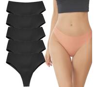 Genérico 5PCS Aura Invisible Camel Toe Thong High Waisted Seamless Thongs for Ladies No Show Panty Pack (5PCS-G,L)