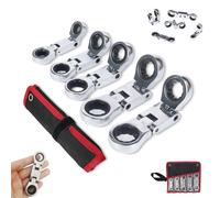 Genérico 5pcs Dual-Drive Nano Flex-Head Pocket Ratchet, 180° Flex Dual-Drive Nano Ratchet, 3/4“ dual-drive nano flex-head pocket ratchets, Foldable, for Cramped Repairs (1Set)