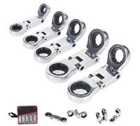 Genérico 5pcs Dual-Drive Nano Flex-Head Pocket Ratchet, 3/4“ Inch Retractable Ratchets Wrenches Set, Double Box End Ratcheting Wrench Set, Foldable, for Narrow Spaces (1 set)