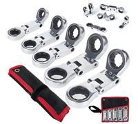 Genérico 5pcs Dual-Drive Nano Flex-Head Pocket Ratchet, 3/4“ Inch Retractable Ratchets Wrenches Set, Double Box End Ratcheting Wrench Set, Ratchet Spanner Crooked for Narrow Spaces (1set)