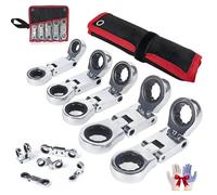 Genérico 5pcs Dual-Drive Nano Flex-Head Pocket Ratchet, 3/4“ Inch Retractable Ratchets Wrenches Set, Double Box End Ratcheting Wrench Set, Foldable, Ratchet Spanner Crooked for Narrow Spaces (1Set)