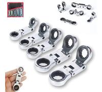 Genérico 5pcs Dual-Drive Nano Flex-Head Pocket Ratchet, Double Box End Ratcheting Wrench Set, 3/4 in Adjuster Tightness, Ratchet Spanner Crooked for Narrow Spaces (1pcs)