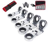 Genérico 5pcs Dual-Drive Nano Flex-Head Pocket Ratchet, Double Box End Retractable Ratchets Stubby Wrenches Set, 8-19mm Foldable, Ratchet Spanner Crooked for Narrow Spaces (1 set)