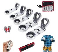 Genérico 5PCS Dual-Drive Nano Flex-Head Pocket Ratchet, Mini Adjustable 3/4“ Inch Retractable Ratchets Double Box End Ratcheting Wrenches Set, Foldable, for Narrow Spaces (1 Set)