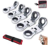 Genérico 5pcs Dual-Drive Nano Flex-Head Pocket Ratchet, MINI Adjustable 3/4“ Inch Retractable Ratchets Double Box End Ratcheting Wrenches Set, for Narrow Spaces (1PCS)