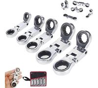 Genérico 5PCS Dual-Drive Nano Flex-Head Pocket Ratchet, Retractable Ratchets Wrenches Set, Double Box End Ratcheting Wrench Set, 180° Foldable, Ratchet Spanner Crooked for Narrow Spaces (1set)