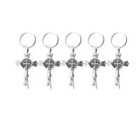 Genérico 5piezas Llavero Creativo de Metal con Cruz de Jesús de Colgante Elegante y Moderno Regalo Religioso Católico para Amigos y Familia