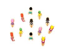 Generico 6/12PCS Juego de colgantes de zapatos de resina con figuras de natación lindo dibujos animados Decoraciones de bricolaje, talla única, Resina, No es una piedra preciosa