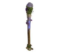 Generico 6.3 inch Handmade Crystal Witch Wand with Raw Stone & Floral Accents | Natural Gemstone Wooden Ritual Tool | Fluorita Opal Rose Quartz Amethyst Options | Altar Pagan Role-Play Decor