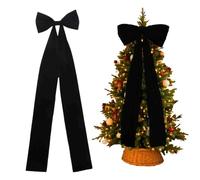 Genérico 6 Ft Large Velvet Christmas Bows,Bow,Holiday Decorations for Christmas Tree Topper,Wreaths,Mantle,Front Door,Porch & Wedding Decoration,Xmas Decor Indoor & Outdoor (Black)