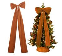 Genérico 6 Ft Large Velvet Christmas Bows,Bow,Holiday Decorations for Christmas Tree Topper,Wreaths,Mantle,Front Door,Porch & Wedding Decoration,Xmas Decor Indoor & Outdoor (Brown)