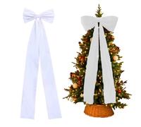 Genérico 6 Ft Large Velvet Christmas Bows,Bow,Holiday Decorations for Christmas Tree Topper,Wreaths,Mantle,Front Door,Porch & Wedding Decoration,Xmas Decor Indoor & Outdoor (White)