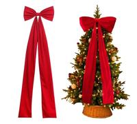 Genérico 6 Ft Large Velvet Christmas Bows,Bow,Holiday Decorations for Christmas Tree Topper,Wreaths,Mantle,Front Door,Porch & Wedding Decoration,Xmas Decor Indoor & Outdoor (Red)