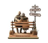 Genérico 6 Inch Wooden Couple Figurine - Table Decor | Wooden Love Ornament - Growing Old Together Statue 40g Desktop Keepsake, Romantic Gift for Girlfriend Husband Father Mother