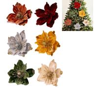 Genérico 6 PCS Artificial Flower Christmas Tree Decorations, Glitter Artificial Magnolia Flower Heads, Xmas Tree Ornament Home Christmas Party Festival Decor Supplies (Color)