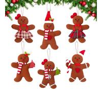Genérico 6 Pieces Felt Festive Home Decor, Gingerbread Man Christmas Tree Ornaments - Gingerbread Man Christmas Tree Decorations - for Indoor Kitchen Home Wall Party Gathering