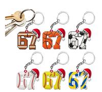 Genérico 6 Piezas 67 Llaveros De Bolas Deportivas Meme, Colgantes De Llavero Con Estampado De Seis Y Siete Bolas De Acrílico 2D, Decoración Divertida De De De Acrílico, Decoración Colgante Ligera