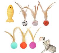 Genérico 6 Piezas Pelotas de Plumas para Gatos, Pelotas saltarinas con Plumas para Gatos, Pelotas interactivas para Gatos, Pelotas de Juguete para Hacer Ejercicio, Entrenar, perseguir y Cazar