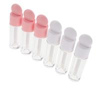 Genérico 6 Piezas Tubos Vacíos Brillo Labios con Brocha Esférica Acabado Mate Dual Blanco y Rosa Recargables para Maquillaje DIY y Embalaje Cosmético Profesional