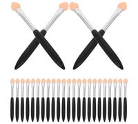 Genérico 60 Unidades Pinceles de Esponja para Manualidades 8.5 Cm Mango Negro y Tubo Plateado, Aplicadores Ergonómicos para Difuminar Detalles, Mezcla de Tinta y Acuarela, Herramientas