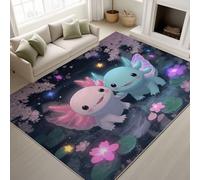 Genérico 60 x 180 cm Azul Base Antideslizante de TPR Salamandra Bebé Alas Lago Flores Cerezo Alfombra Lindo Anime Fantasía Alfombras Sueño Romántico Neón Lavable Alfombras per Habitación Infantil