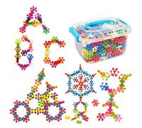 Genérico 600-Piece Plum Blossom Interlocking Building Blocks | PP Creative Construction Set | 1 Inch Discs Stem Preschool Toy | Kids Ages 3-6 Educational Puzzle Game