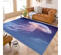 Genérico 60x90 cm Alfombras Dormitorio Moderna Ciencia FiccióN Medusas TemáTica Sin Despren dimiento Suave y Esponjosa Azul Alfombra Antideslizante Lavable, para salón, Dormitorio o Pasillo